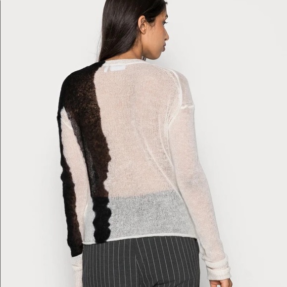 ASOS Color block Sheer Sweater Black and Offt white c - Picture 5 of 12